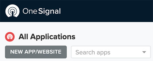 Criando um novo app no Dashboard OneSignal