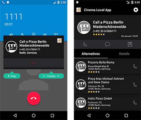 Android em ligação e depois com as sugestões da API Calldorado