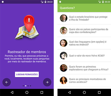 Telas de introdução no aplicativo Android Questions?
