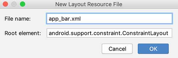 Criando o layout app_bar.xml