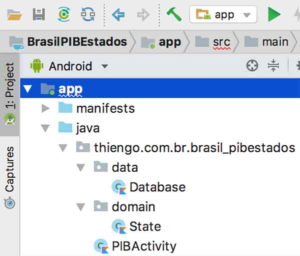 Arquitetura projeto Android Studio Brasil - PIB Estados