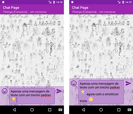 Aplicativo Android de chat em funcionamento com emotions