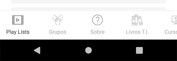 Bottom menu do app Android para YouTubers