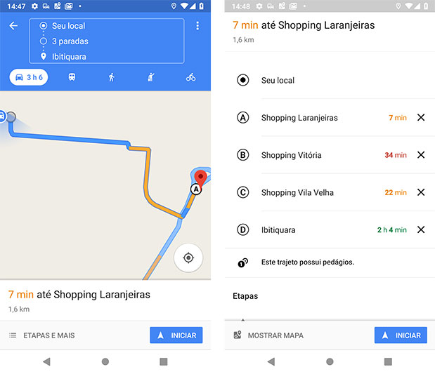 Rota para Cachoeiro de Itapemirim com WayPoints - Google Maps Android