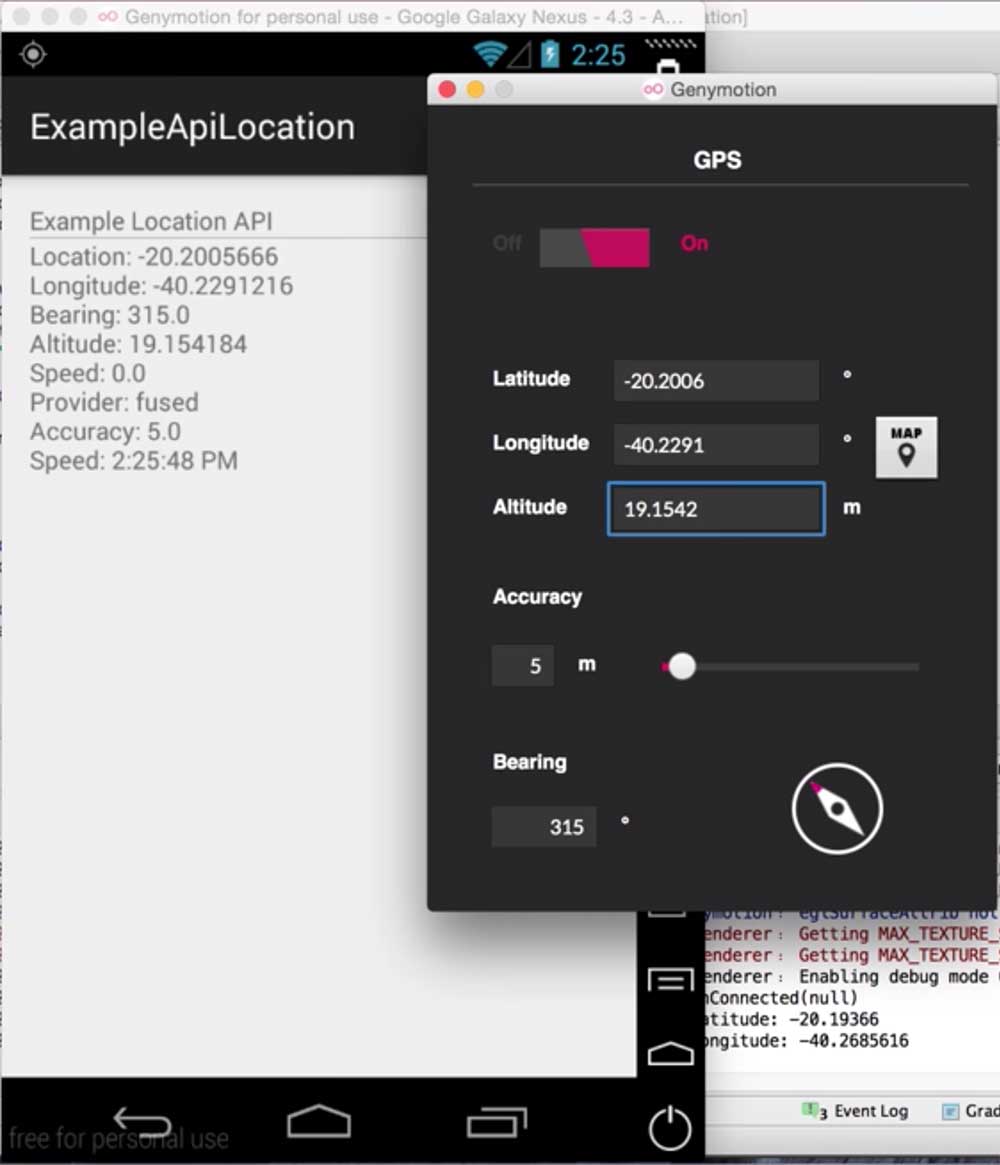 Aplicativo Android para testes com a Location API